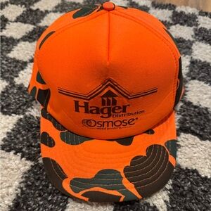 VTG Orange Camouflage Hat One size SnapBack Ball cap
